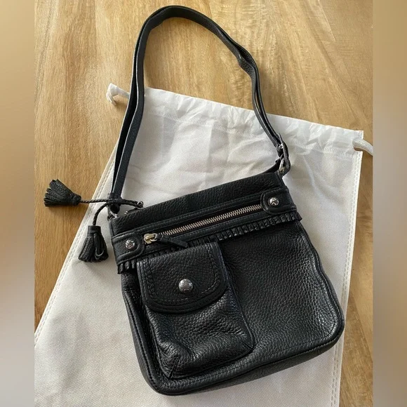 Brighton Crossbody with Ruffle Trim pebbled leather bag - Picture 1 of 15